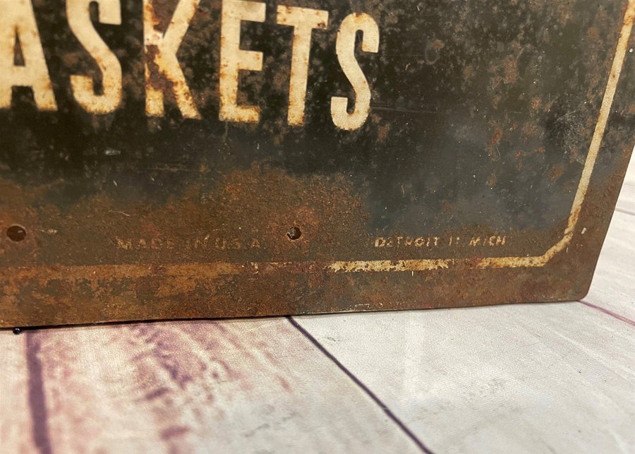 Antique McCord Treated Paper Gaskets Metal Tin Storage Box Drawer