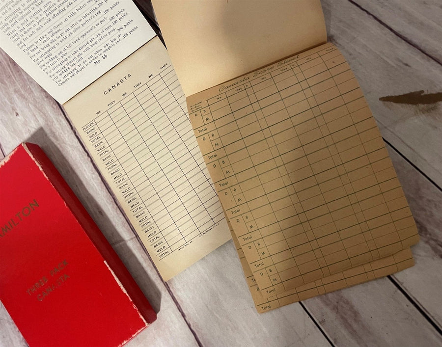 Vintage Canasta Playing Cards Box Set and Score Books Set