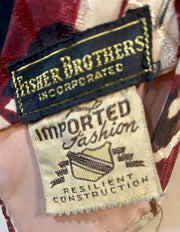 Vintage 1940s - 50s Fisher Brother Incorporated Floral Patterned Necktie