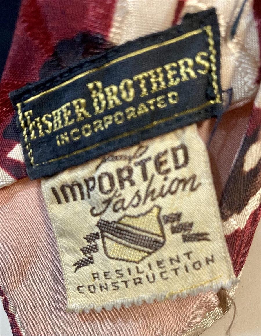 Vintage 1940s - 50s Fisher Brother Incorporated Floral Patterned Necktie