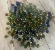 Unique Vintage Glass Decorative Blue Green Grey Marbles Lot