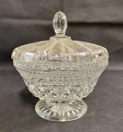 Vintage Cut Glass Candy or Vanity Dish with Lid