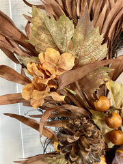 New 26 inch Pumpkin and Rust Eva Leaf Wreath