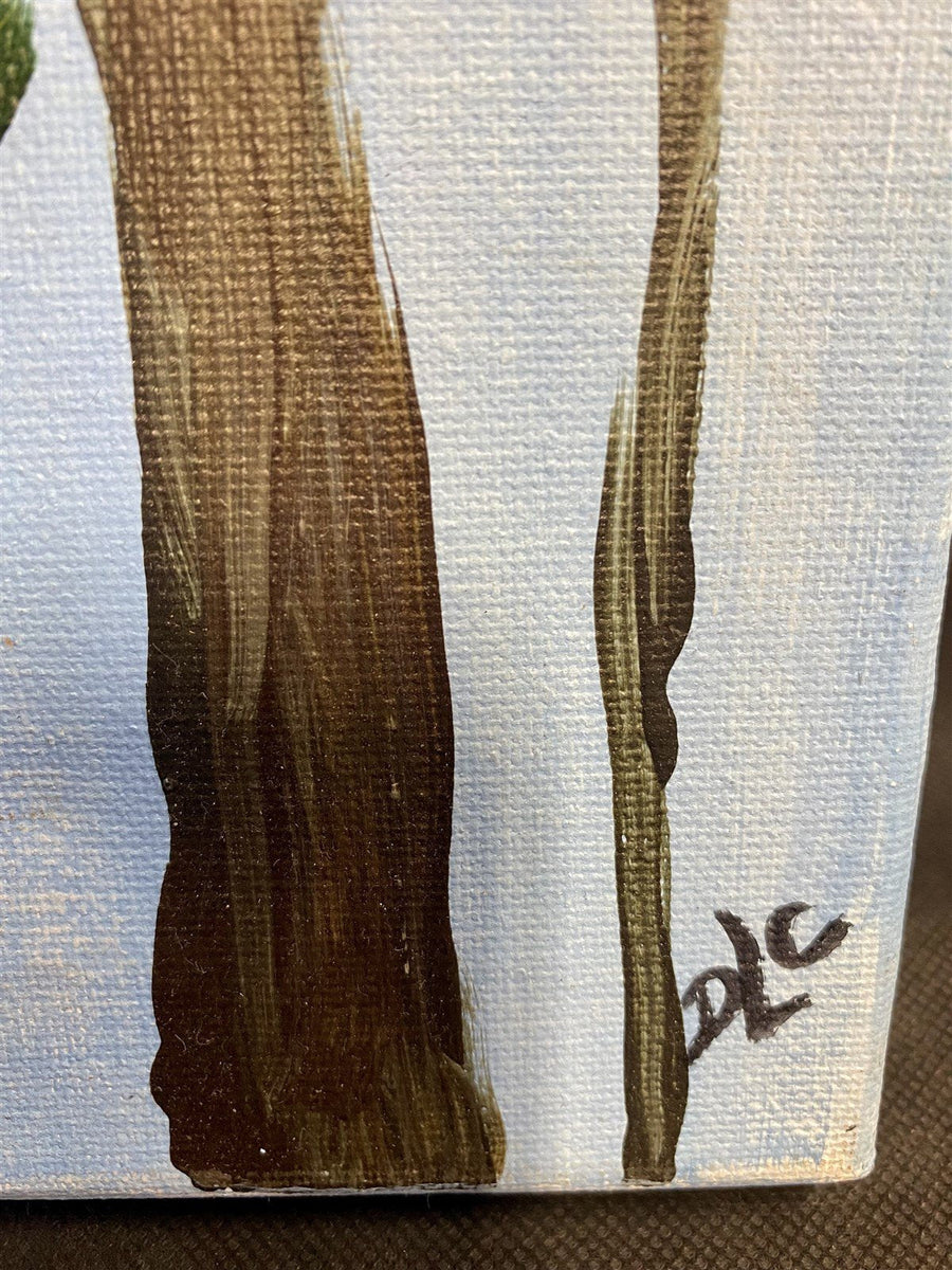 Hand Painted Colorful Trees on Canvas (Artist Unknown Signed "DLC")