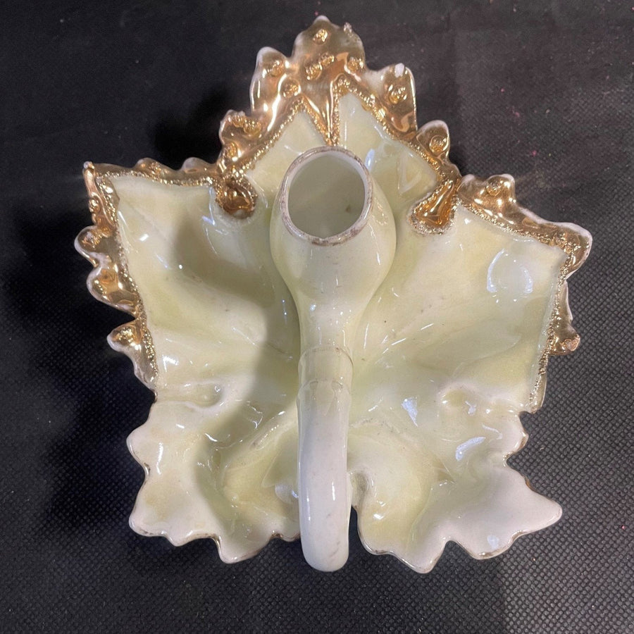 Vintage Ceramic Porcelain Ornate Chamberstick Candlestick Holder