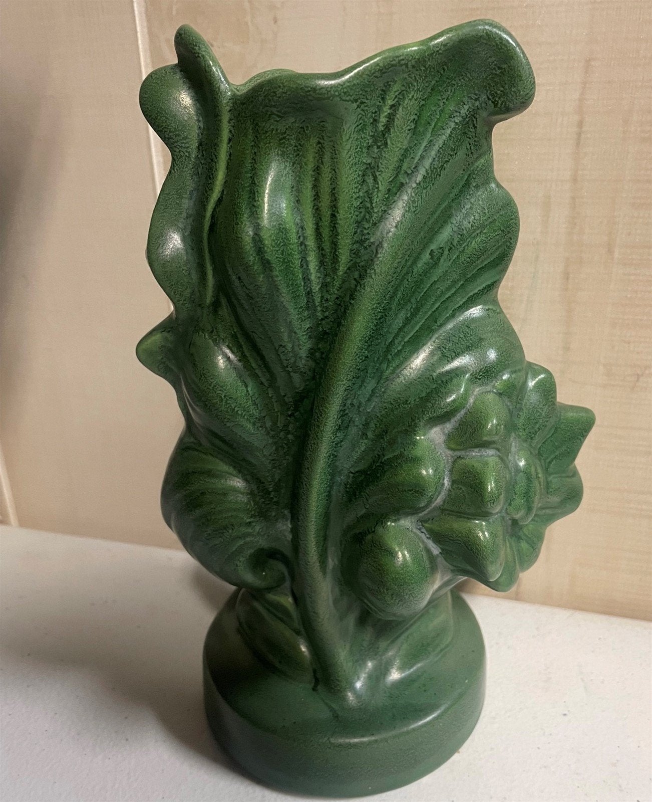 Vintage Mid Century Ceramic Green Sunflower Haeger Floral Vase