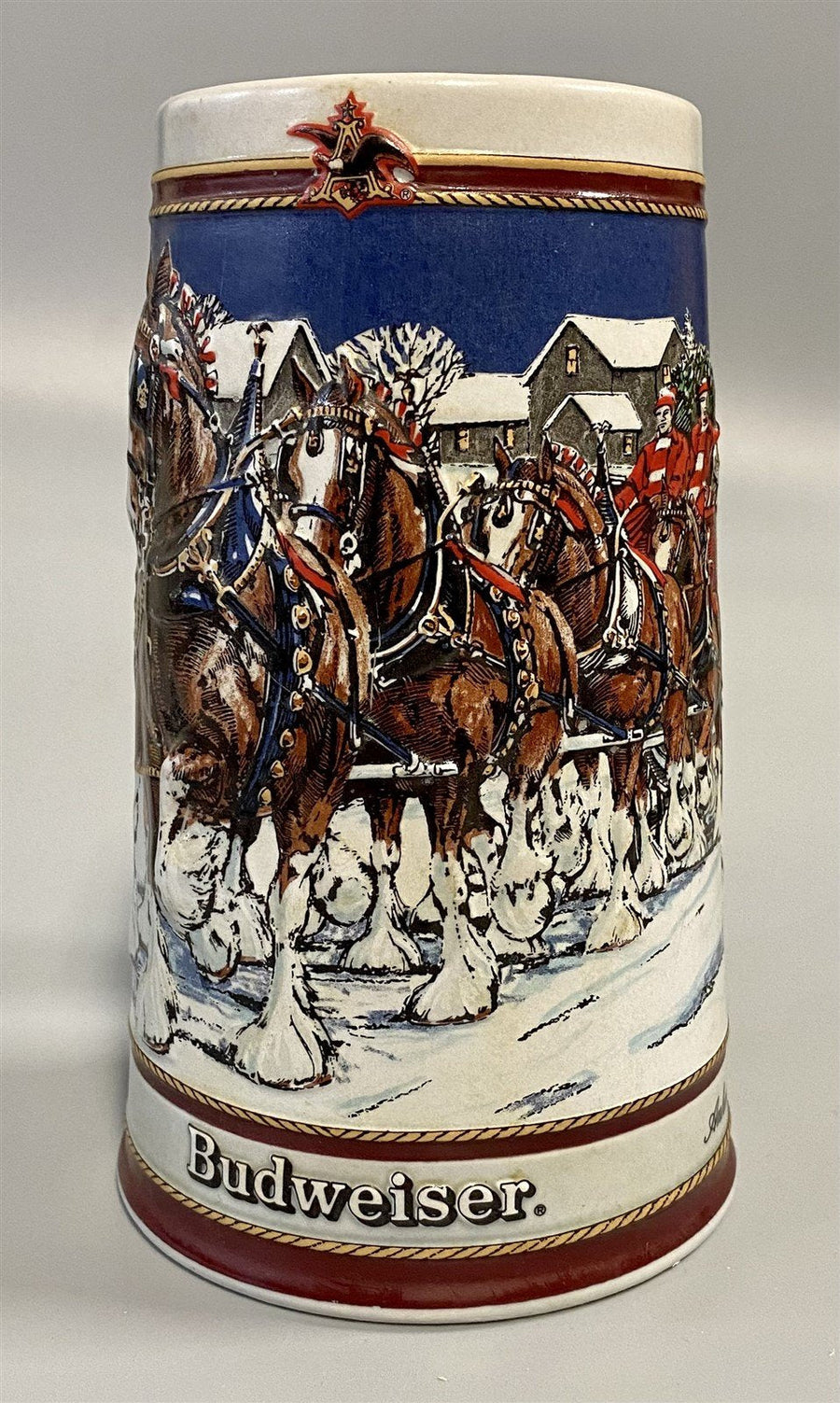1989 Vintage Limited Edition Budweiser Clydesdales Holiday Tradition Beer Stein