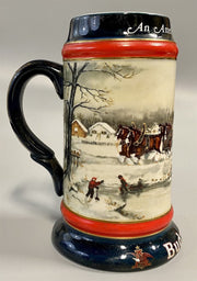 Limited Edition 1990 Vintage Holiday Tradition Budweiser Clydesdales Beer Stein