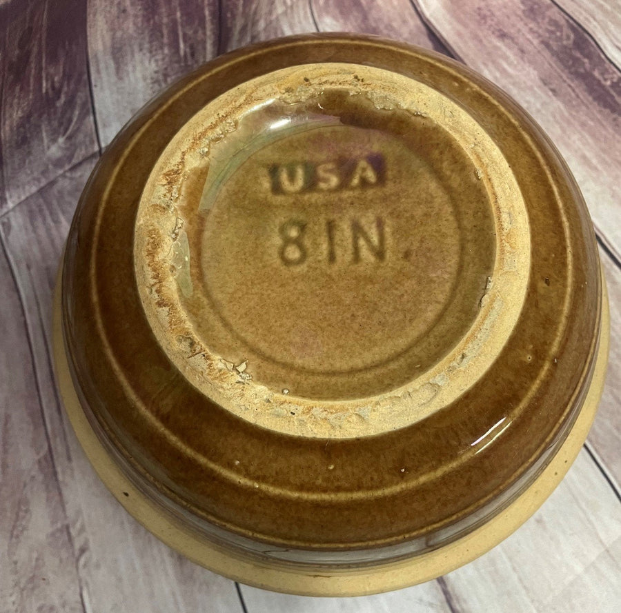 Vintage Ceramic Stoneware USA Pottery 8in Glazed Serving Bowl