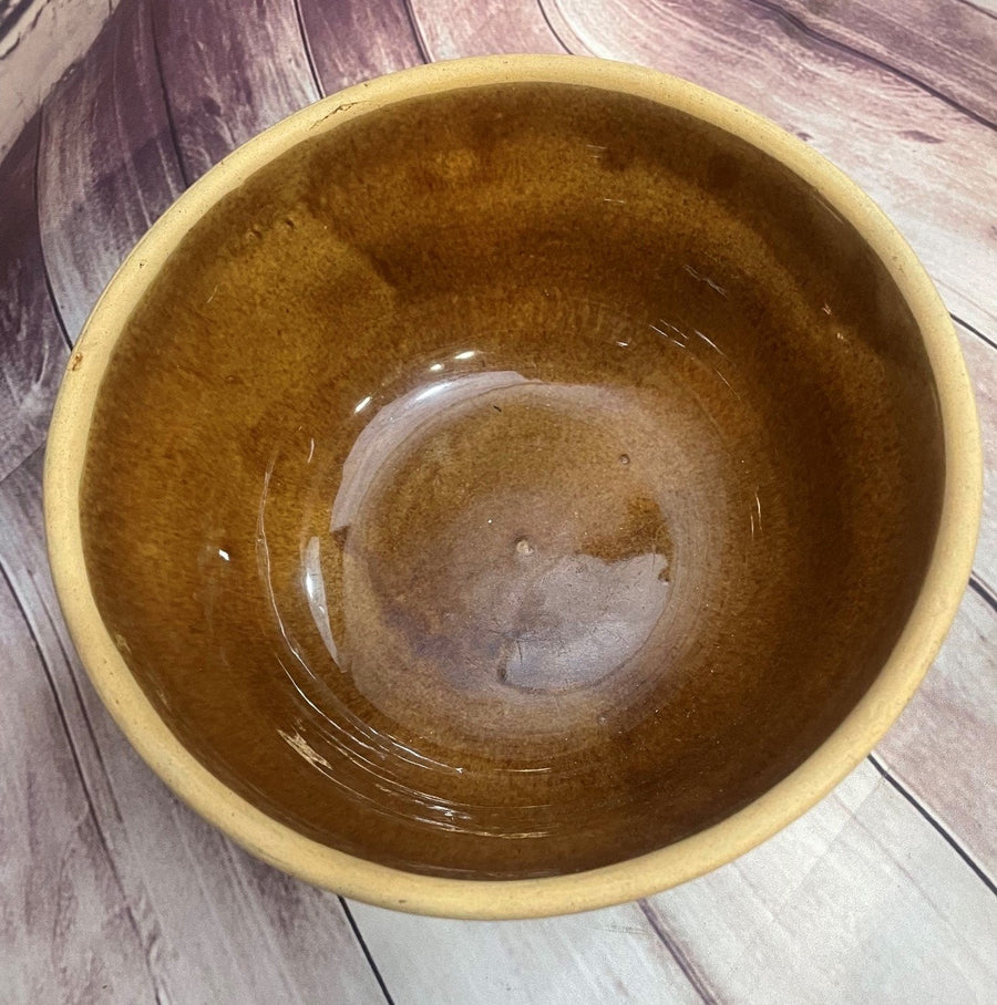 Vintage Ceramic Stoneware USA Pottery 8in Glazed Serving Bowl