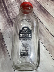 Vintage Hartzler Family Dairy Glass Milk Bottle Wooster Ohio Primitive Decor