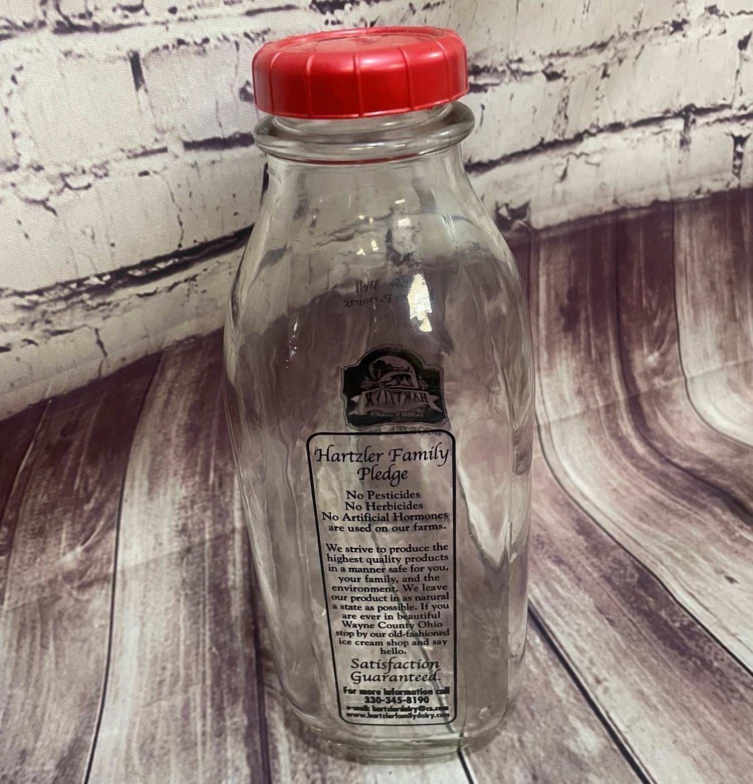Vintage Hartzler Family Dairy Glass Milk Bottle Wooster Ohio Primitive Decor