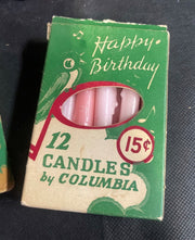 Vintage Boxes of Happy Birthday Candles and Retro Baking Cups