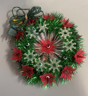 Vintage Mid Century Plug In Poinsettia Holiday Christmas Wreath