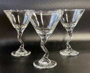 3 Libbey "Z" Stem 9oz Clear Martini Glasses