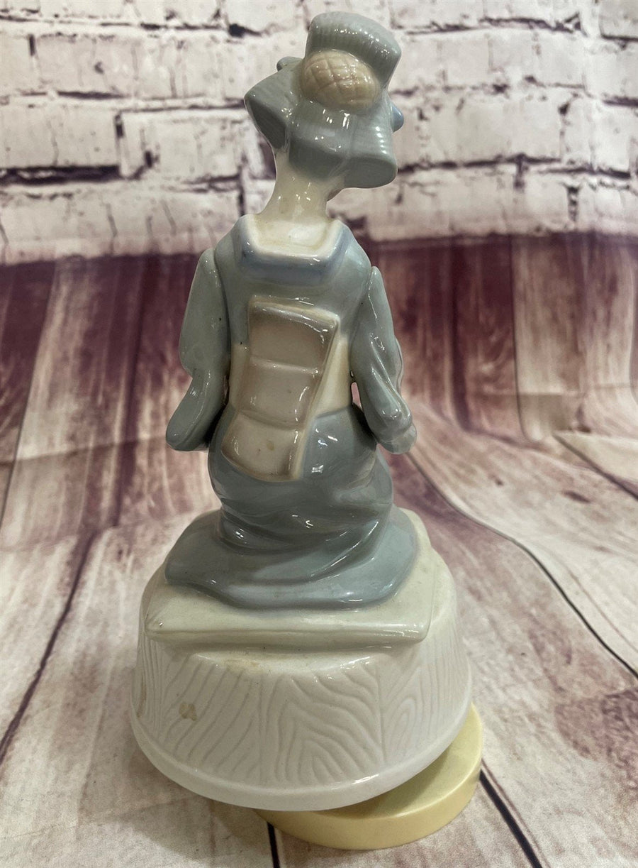Vintage Blanc De Chine Style Porcelain Geisha Girl Figurine Music Box Korea
