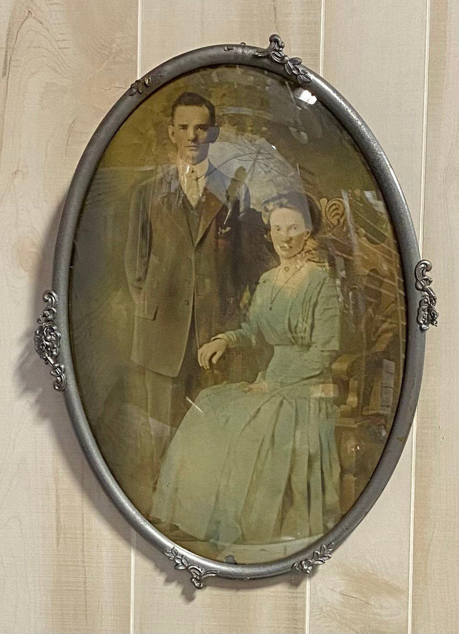 Antique Domed Glass Framed Photo of Mr. and Mrs. Delaney Arkwright Jr. of Ohio