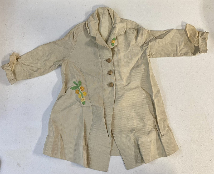 Handmade Vintage Children's (or Doll) Tan Ribbed Felt Detailed Jacket
