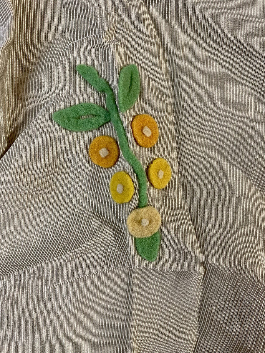 Handmade Vintage Children's (or Doll) Tan Ribbed Felt Detailed Jacket