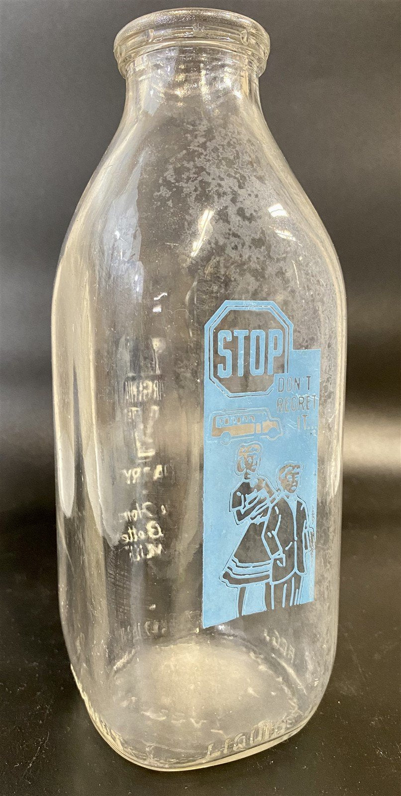 2 Vintage Early 1970's Virginia Dairy One Quart Pyroglazed Glass Milk Bottles