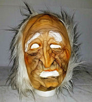 Old Gray White Haired Full Face Latex Man Mask