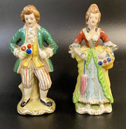 MCM Vintage Colonial Man and Woman Hand Painted in Japan Figurines