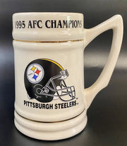 1995 Vintage Pittsburgh Steelers AFC Champions Ceramic Stein for Display Only