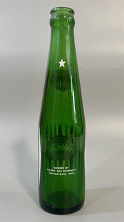 Green Vintage Golden Age Glass Soda Bottle Bottled in Youngstown, Ohio (OH)