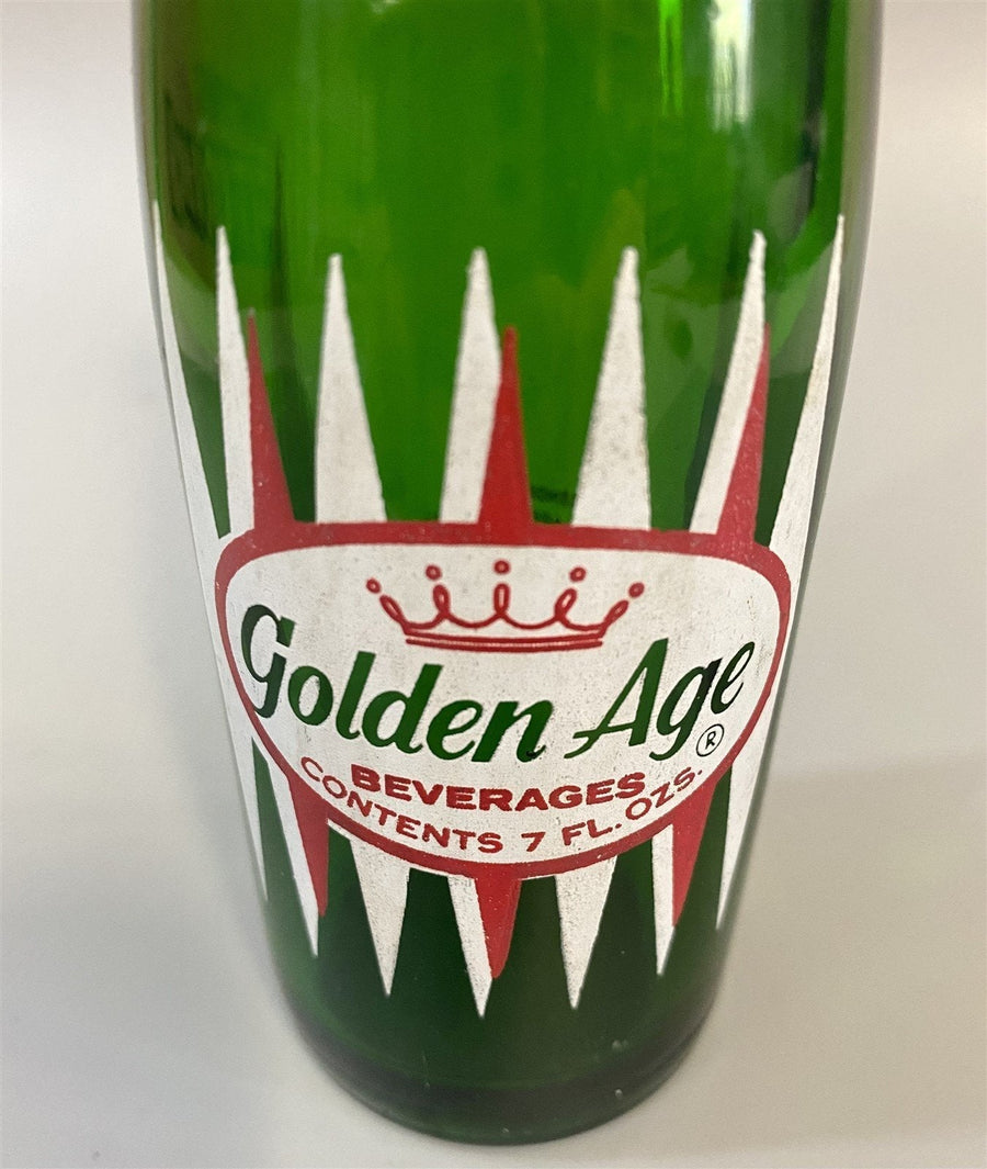 Green Vintage Golden Age Glass Soda Bottle Bottled in Youngstown, Ohio (OH)