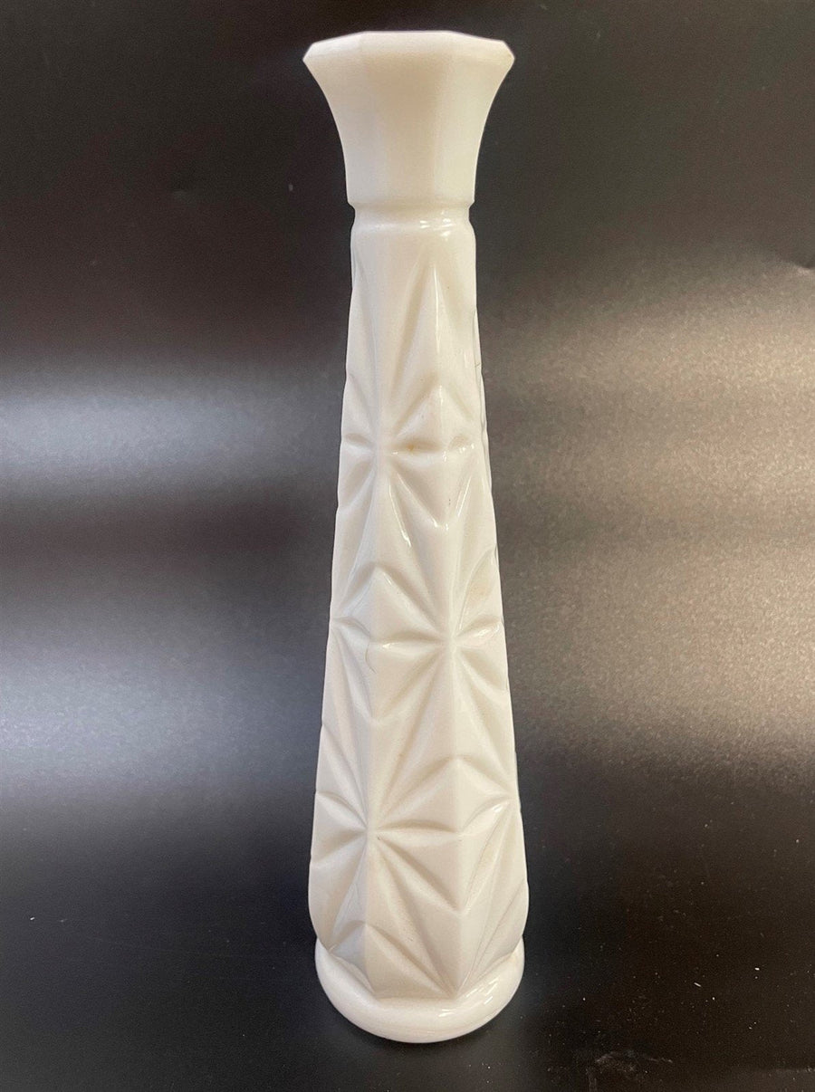 Vintage Hoosier Starburst Pattern Milk Glass Bud Vase