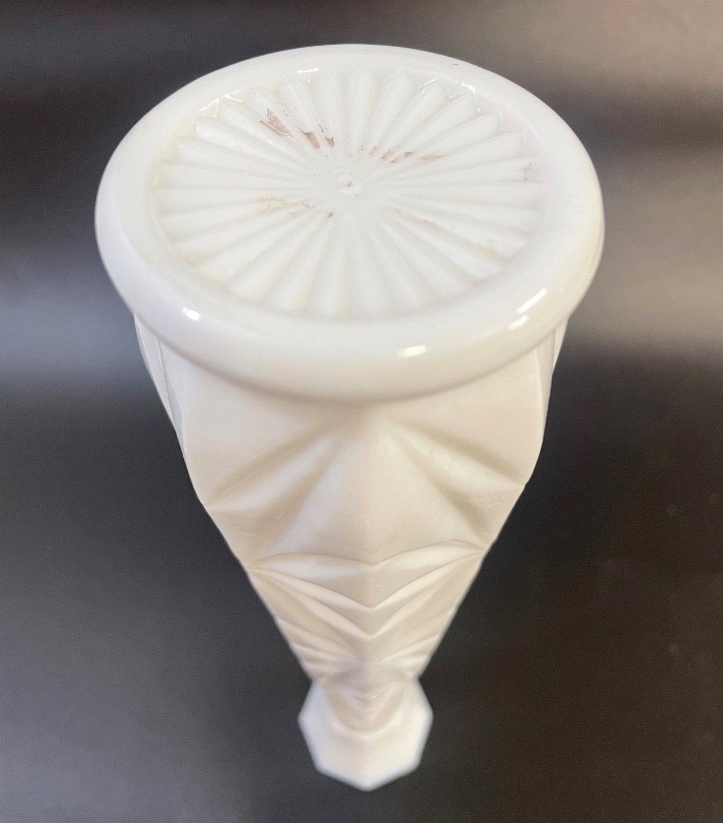 Vintage Hoosier Starburst Pattern Milk Glass Bud Vase