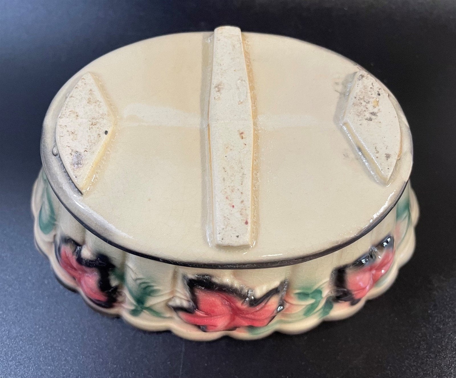 Vintage Ceramic Pink Flower Footed Decorative Planter Dish