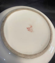 Antique Hand Painted Porcelain Serving Plate Bamboo Handles Japan