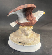 Vintage Ceramic Gorham Bald Eagle Figurine Wind Up Music Box