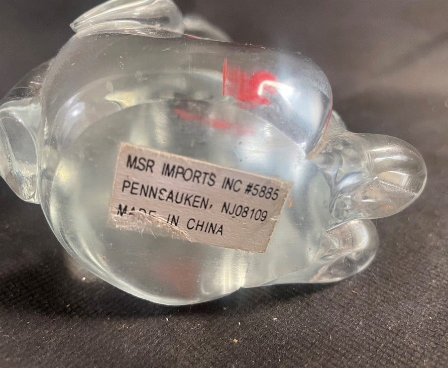 Vintage Glass Cat Kitten Figurine 6inch Paperweight with Red Goldfish