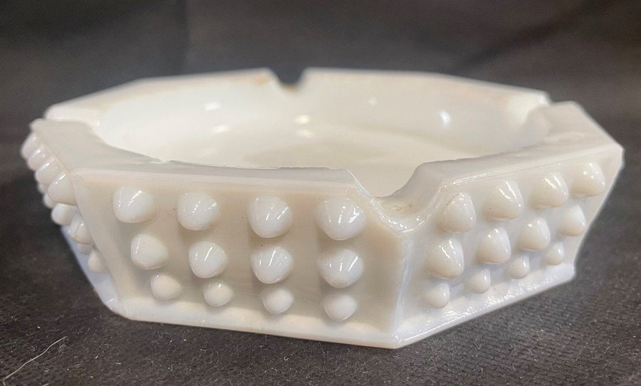 Vintage Fenton Milk Glass White Hobnail Design Ashtray