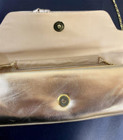 Long Vintage Gold Formal Evening Clutch Purse with Removeable Chain Strap