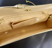 Long Vintage Gold Formal Evening Clutch Purse with Removeable Chain Strap