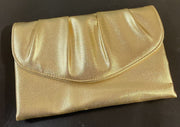 Vintage Gold Pleather Snap Closure Strapless Formal Evening Clutch Purse Handbag