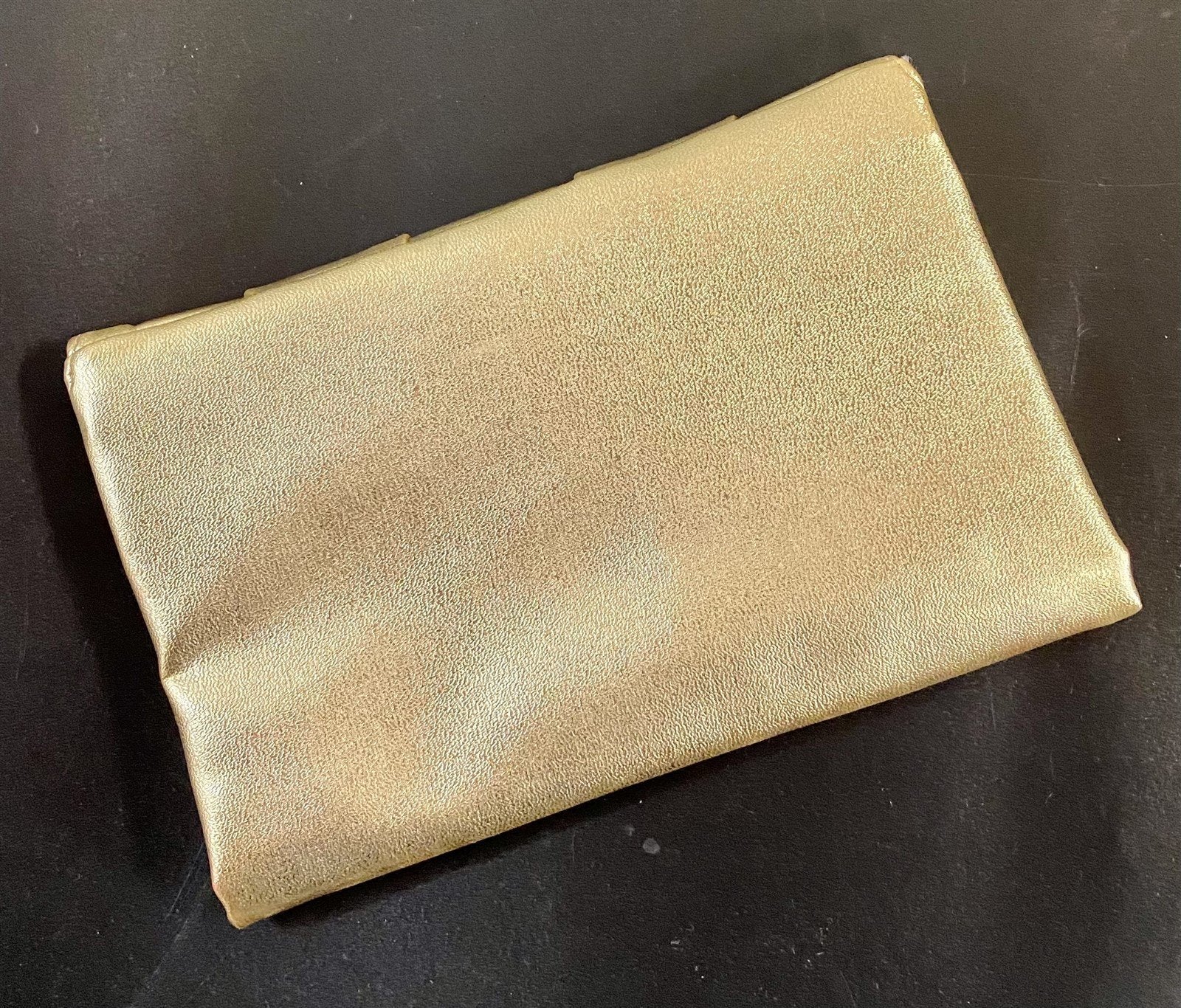 Vintage Gold Pleather Snap Closure Strapless Formal Evening Clutch Purse Handbag