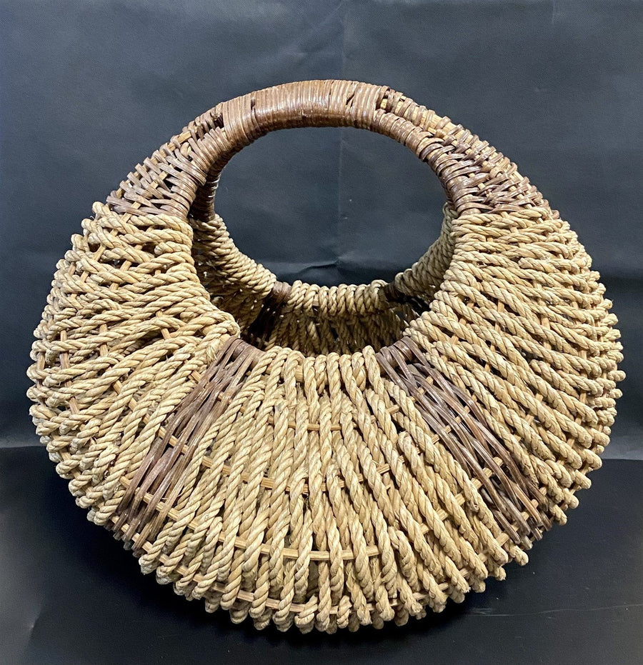 Gondola Style Vintage Woven Rattan Wicker Decorative Storage Basket