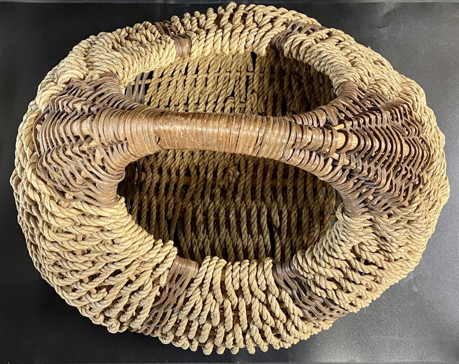 Gondola Style Vintage Woven Rattan Wicker Decorative Storage Basket
