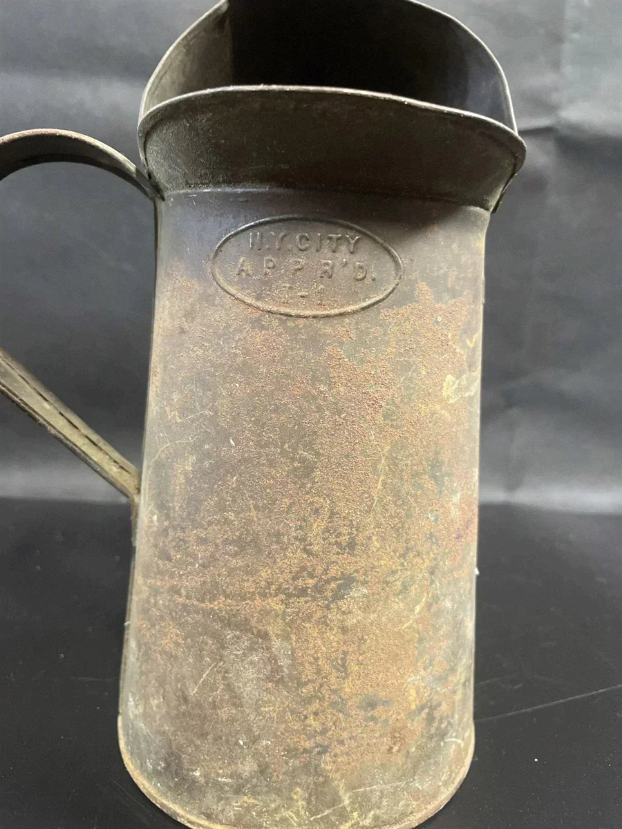 Antique Triplex Galvanized Rustic Auto Oil 1 Quart Metal Tin Can
