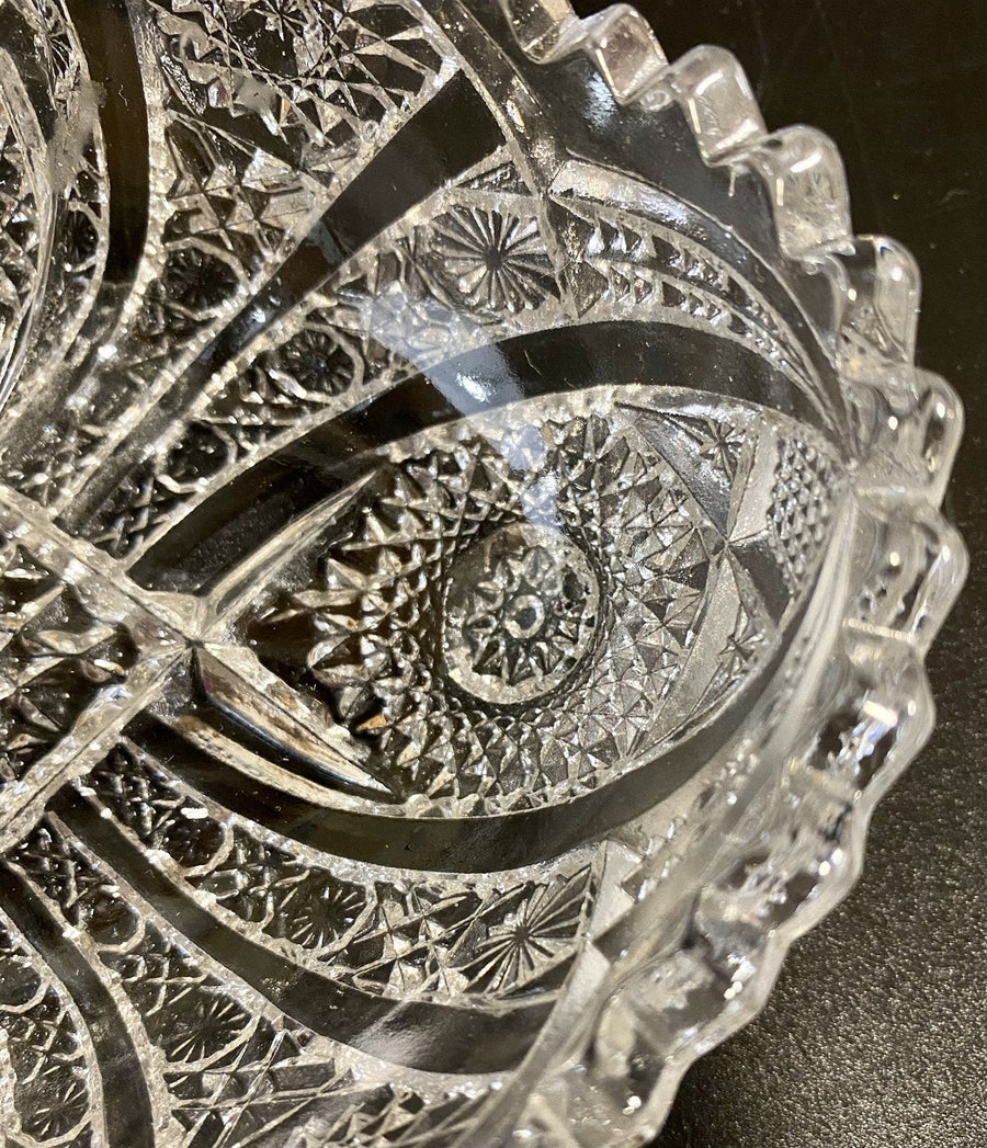 Imperial USA Leaded Crystal Divided Sawtooth Relish / Olive / Candy Dish