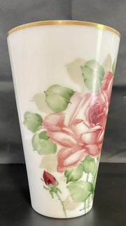 RARE Pittsburgh Lamp and Glass Hand Painted and Signed Large Rose Patterned Vase