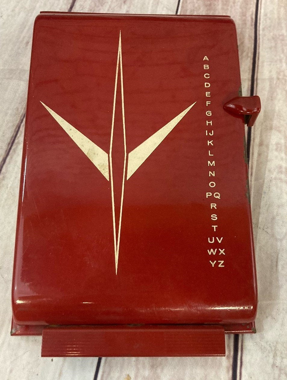 Vintage Bates List Finder Red Director Model Phone Address File Metal Desktop