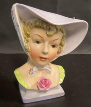 Vintage Antique Royal Copley Girl "Bo Peep" Head Vase Planter