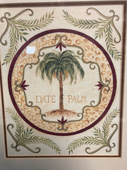 Bamboo Framed and Matted Date Palm Vintage Art