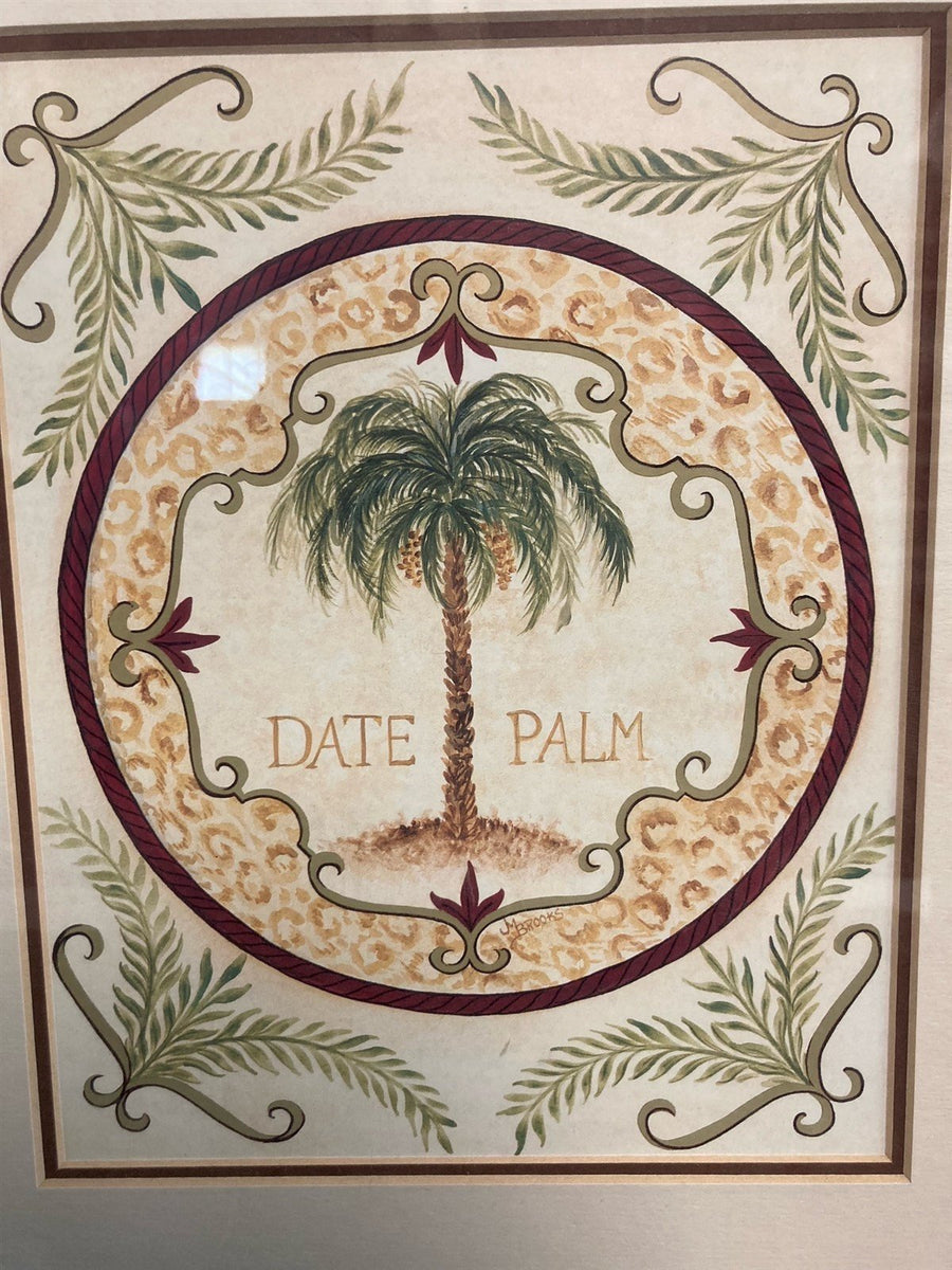 Bamboo Framed and Matted Date Palm Vintage Art