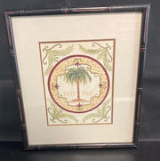 Bamboo Framed and Matted Date Palm Vintage Art